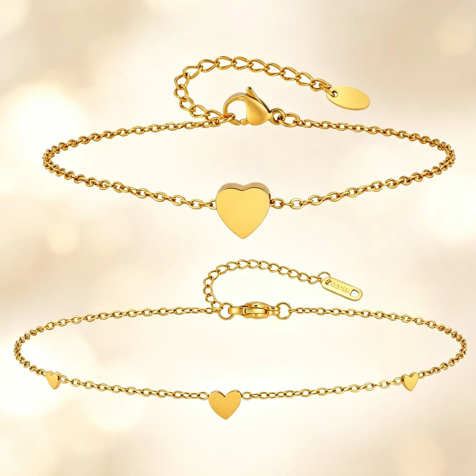 Jc Jewelry & Watches Photos - 2Pcs Heart Charm Ankle Bracelet Set