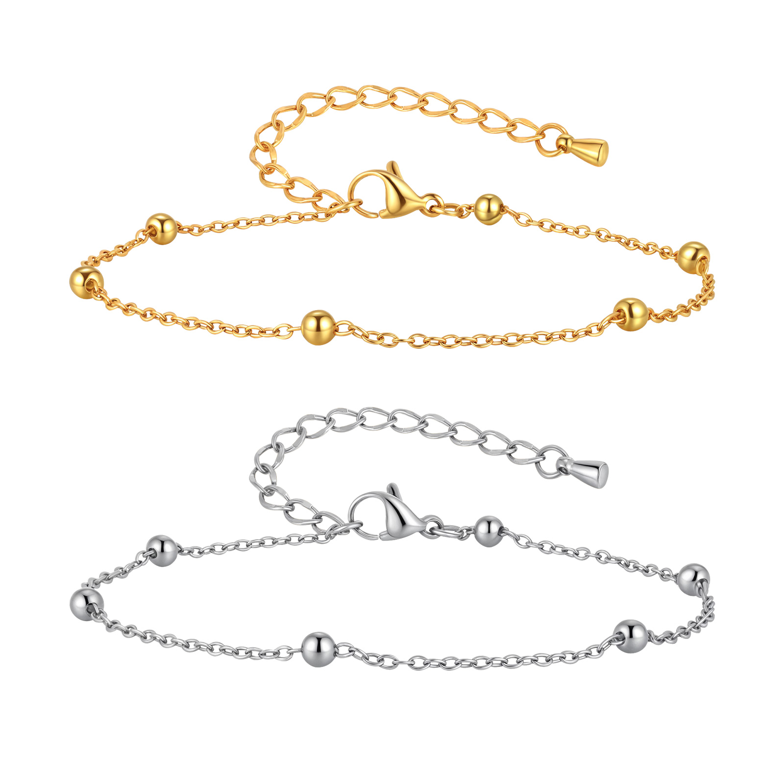 Jc Jewelry & Watches Photos - Stainless Steel Beaded Chain Anklet for