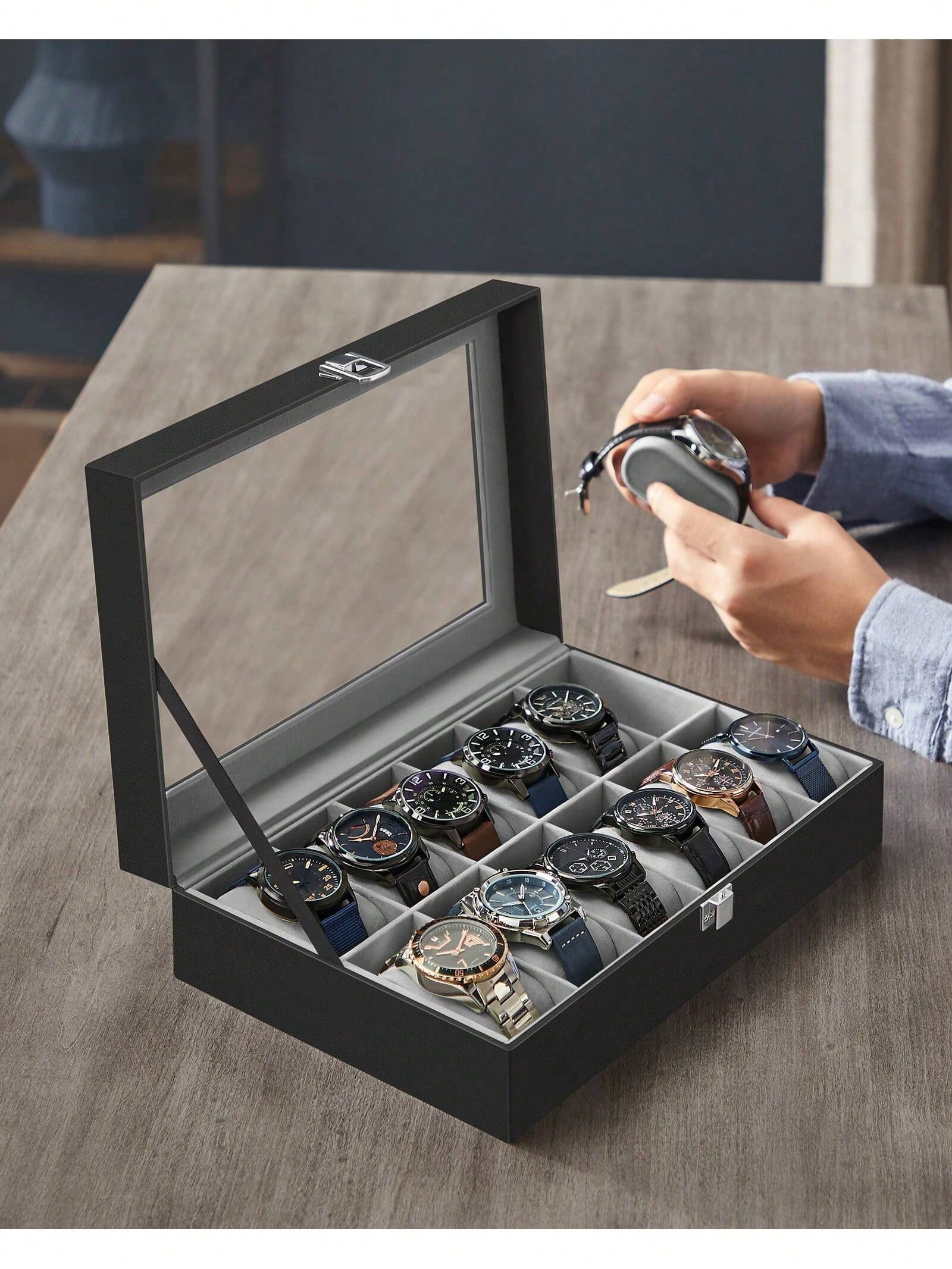 12-Slot Lockable Watch Box wit - Jewellery Watch ulasan dan harga