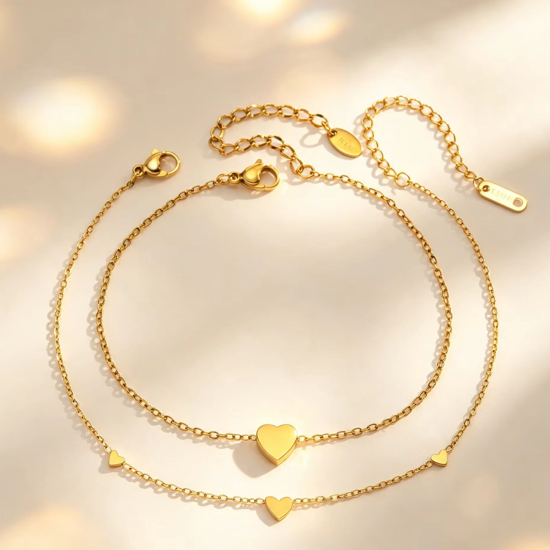2Pcs Heart Charm Ankle Bracele - Jc Jewelry & Watches Photos ulasan dan harga