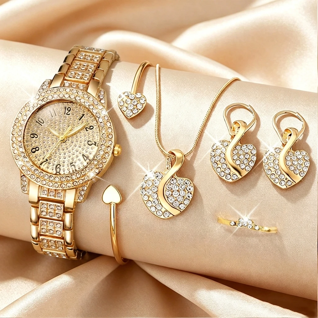6PCS Fashion Rhinestone Women  - Jewelry Watch Making ulasan dan harga