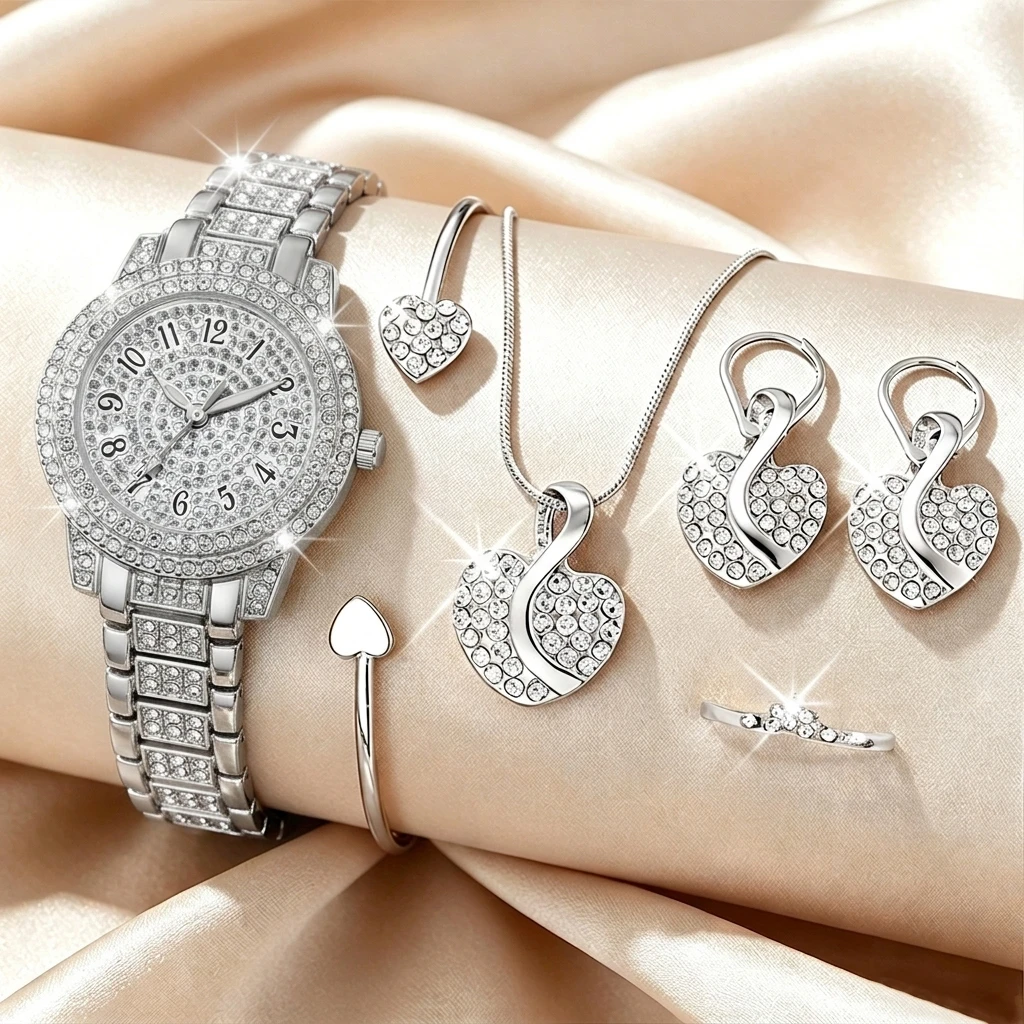 6PCS Fashion Rhinestone Women  - Jewelry Watch Making ulasan dan harga