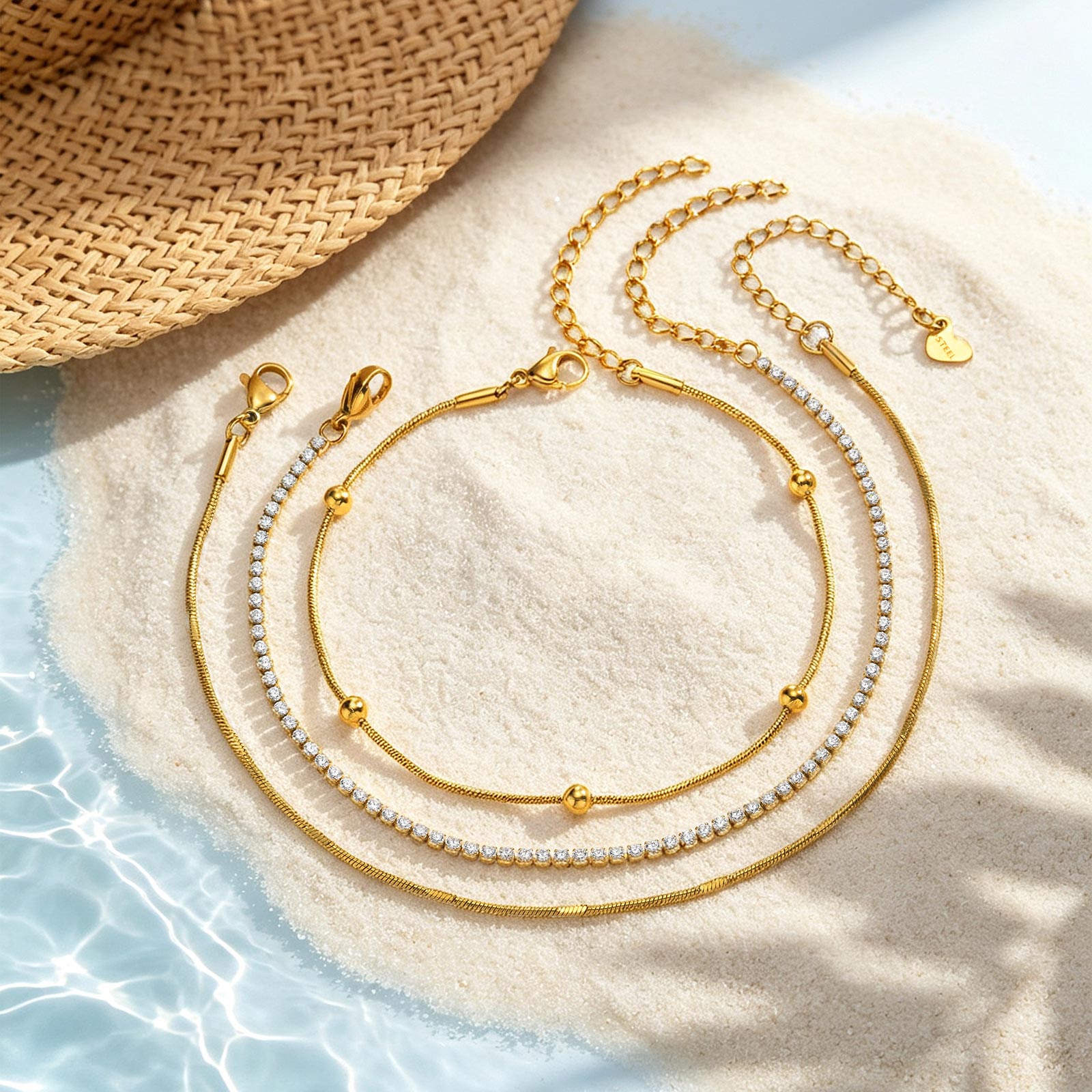 3Pcs Set Anklet Snake Chain An - Jc Jewelry & Watches Photos ulasan dan harga