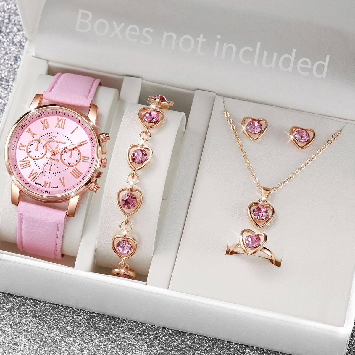 AAA5Pcs Pink Heart Crystal Wat - Jewelry Watch Making ulasan dan harga